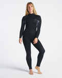 Surflite 5/4mm Back Zip Wetsuit in Raven Black, Black Tie Dye & Black
