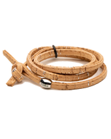The Nalu Beads Natural & Silver Cork Wrap Bracelet in Tan