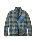 Firelight Sherpa Lined Overshirt in Dusty Olive & Dark Denim Check
