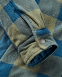 Firelight Sherpa Lined Overshirt in Dusty Olive & Dark Denim Check