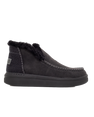The Hey Dude Shoes Womens Denny Recycled Leather Grip Shoes in Jet Black