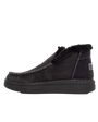 The Hey Dude Shoes Womens Denny Recycled Leather Grip Shoes in Jet Black