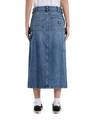 The Dickies Womens Long Denim Skirt in Rinsed Blue & Fade