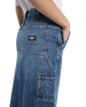 The Dickies Womens Long Denim Skirt in Rinsed Blue & Fade