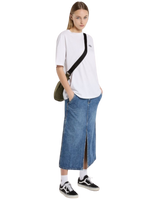 The Dickies Womens Long Denim Skirt in Rinsed Blue & Fade
