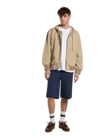 Unlined Canvas Hooded Bomber Jacket in Desert Sand