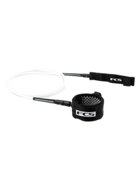 The FCS Regular Essential 7' Leash in White & Black