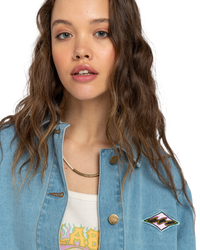 The Billabong Womens Endless Night Denim Jacket in Soft Indigo