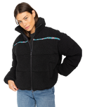 The Billabong Womens Sherpa Puffer Jacket in Black Sands