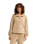 The Billabong Womens Coffee Time 1/4 Zip Sweatshirt in Cobblestone