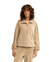 The Billabong Womens Coffee Time 1/4 Zip Sweatshirt in Cobblestone