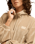 The Billabong Womens Coffee Time 1/4 Zip Sweatshirt in Cobblestone