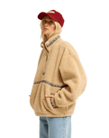 The Billabong Womens Stone Town 1/4 Zip Fleece Jacket in Oat
