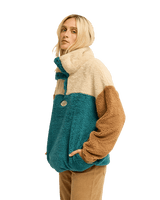The Billabong Womens Since 73 Vibes 1/4 Zip Fleece Jacket in Colonial Blue