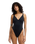 Sol Searcher Deep V Swimsuit in Black Pebble