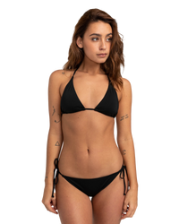 The Billabong Womens Sol Searcher Triangle Bikini Top in Black Pebble
