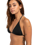 The Billabong Womens Sol Searcher Triangle Bikini Top in Black Pebble