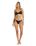 The Billabong Womens Sol Searcher Tie Side Tropic Bikini Bottoms in Black Pebbles
