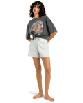 The Billabong Womens Celio Grande T-Shirt in Off Black