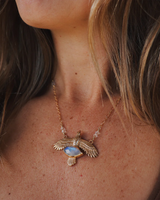 Elder Bird Moonstone Necklace in Gold Plated Brass