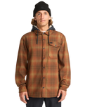The Billabong Mens Furnace Flannel Hoodie Shirt in Dark Cedar