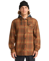The Billabong Mens Furnace Flannel Hoodie Shirt in Dark Cedar