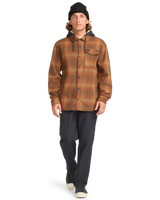The Billabong Mens Furnace Flannel Hoodie Shirt in Dark Cedar