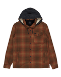The Billabong Mens Furnace Flannel Hoodie Shirt in Dark Cedar