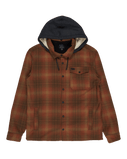 The Billabong Mens Furnace Flannel Hoodie Shirt in Dark Cedar