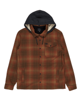 The Billabong Mens Furnace Flannel Hoodie Shirt in Dark Cedar