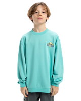 The Quiksilver Boys Boys Spin Cycle Crew Sweatshirt in Aqua Sky
