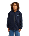 Boys Graphic Hero Zip Hoodie in Dark Navy