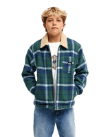 The Quiksilver Boys Boys Sherpa Harrington Jacket in Dark Denim Harrington Check
