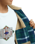 The Quiksilver Boys Boys Sherpa Harrington Jacket in Dark Denim Harrington Check
