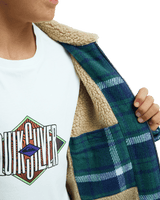 The Quiksilver Boys Boys Sherpa Harrington Jacket in Dark Denim Harrington Check