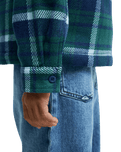 The Quiksilver Boys Boys Sherpa Harrington Jacket in Dark Denim Harrington Check