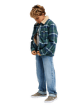 The Quiksilver Boys Boys Sherpa Harrington Jacket in Dark Denim Harrington Check