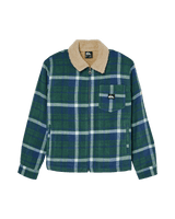 The Quiksilver Boys Boys Sherpa Harrington Jacket in Dark Denim Harrington Check