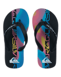 Boys Molokai Art 26 Flip Flops in Black, Black & Pink