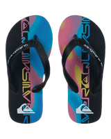 Boys Molokai Art 26 Flip Flops in Black, Black & Pink