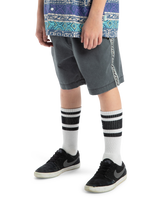 The Quiksilver Boys Boys Taxer Global Heat Walkshorts in Dark Shadow