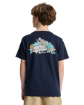The Quiksilver Boys Boys Skeleton Ride T-Shirt in Dark Navy