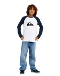 The Quiksilver Boys Boys Comp Raglan Long Sleeve T-Shirt in Dark Navy