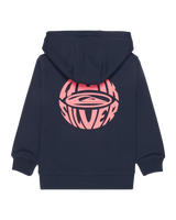 Boys Globe Zip Hoodie in Dark Navy
