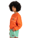 The Quiksilver Womens Collection Womens Crop Over Crew Sweatshirt in Tigerlily