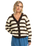 The Quiksilver  Womens Bukit Cardigan in Chocolate Brown Stripes