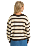 The Quiksilver  Womens Bukit Cardigan in Chocolate Brown Stripes