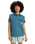 The Quiksilver Womens Collection Womens Jolk Sleeveless Shirt in Real Teal