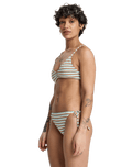 Clickity Clack Bikini Top in Tobacco Clickity Stripe