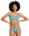The Quiksilver Womens Collection Womens Dark Roy Cheeky Bikini Bottoms in Brittany Blue